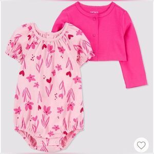 NWT baby girl spring Easter summer Valentine's Day bubble romper & cardigan